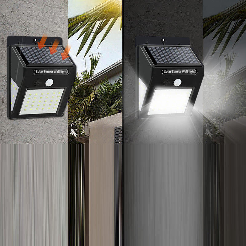Solarbetriebene, wasserdichte, rechteckige LED-Wandleuchte mit Bewegungssensor aus ABS für die Terrasse