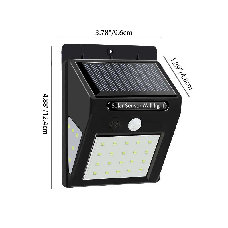 Solarbetriebene, wasserdichte, rechteckige LED-Wandleuchte mit Bewegungssensor aus ABS für die Terrasse