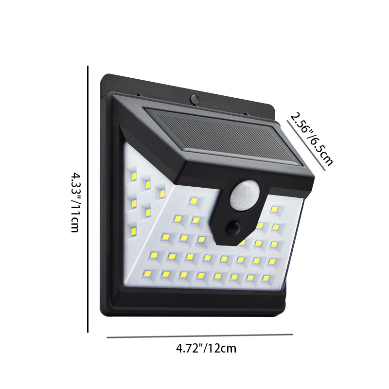 Moderne Einfachheit Solar Wasserdicht Bewegungsmelder ABS Rechteckige LED Wandleuchte Lampe für Außenpatio | Brehn