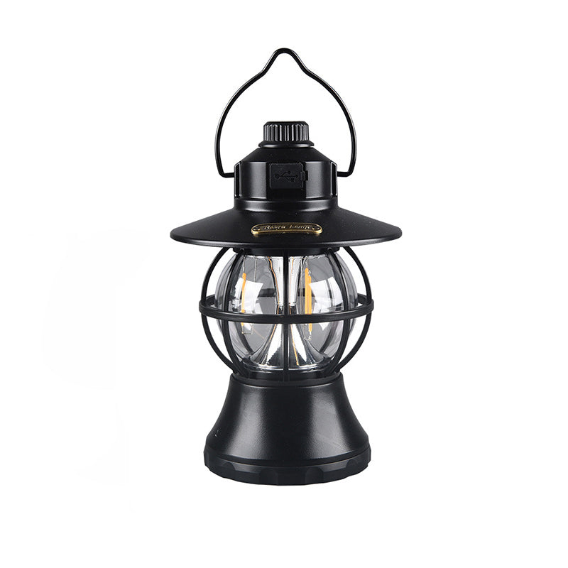 Zeitgenössische Retro wasserdichte wiederaufladbare/Batterie ABS PS PP Stahl Laterne Hängende LED Tischlampe Außenlicht für den Garten | Brehn