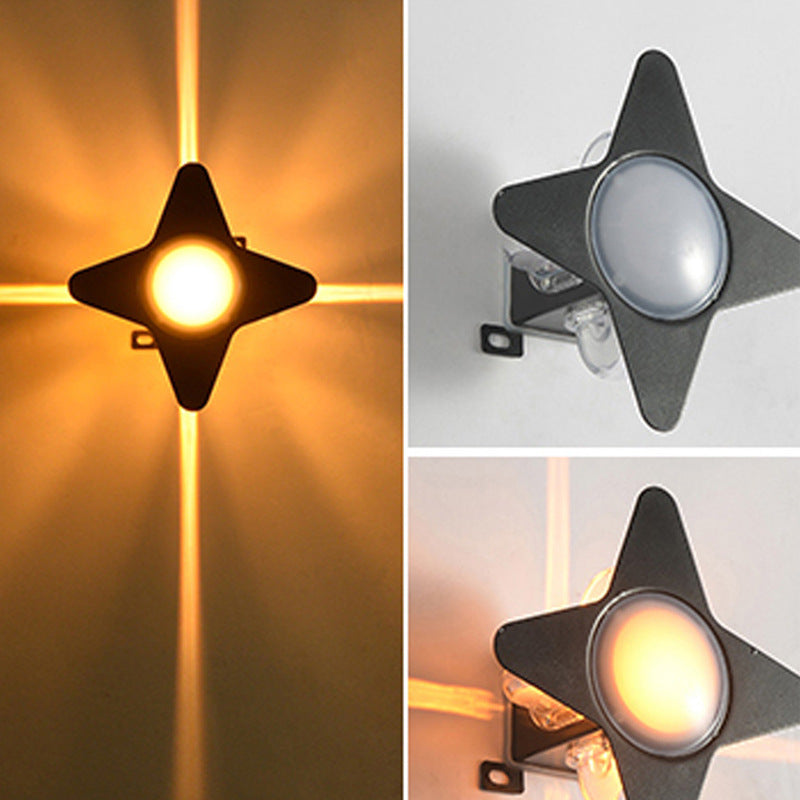 Zeitgenössische Kreative Wasserdichte Aluminium Acryl PC Kreuz Stern LED Wandleuchte Lampe Für Außenpatio | Brehn