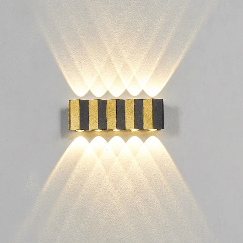 Moderne Einfachheit Wasserdichte Aluminium Rechteckige Gebogene Auf- und Abwärts LED Wandlampe Für Outdoor Patio | Brehn
