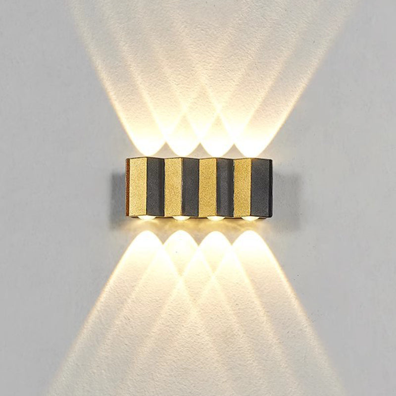 Moderne Einfachheit Wasserdichte Aluminium Rechteckige Gebogene Auf- und Abwärts LED Wandlampe Für Outdoor Patio | Brehn