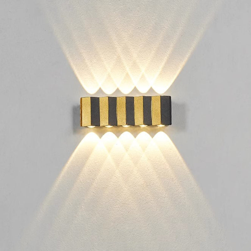 Moderne Einfachheit Wasserdichte Aluminium Rechteckige Gebogene Auf- und Abwärts LED Wandlampe Für Outdoor Patio | Brehn