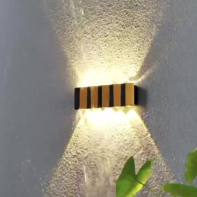 Moderne Einfachheit Wasserdichte Aluminium Rechteckige Gebogene Auf- und Abwärts LED Wandlampe Für Outdoor Patio | Brehn