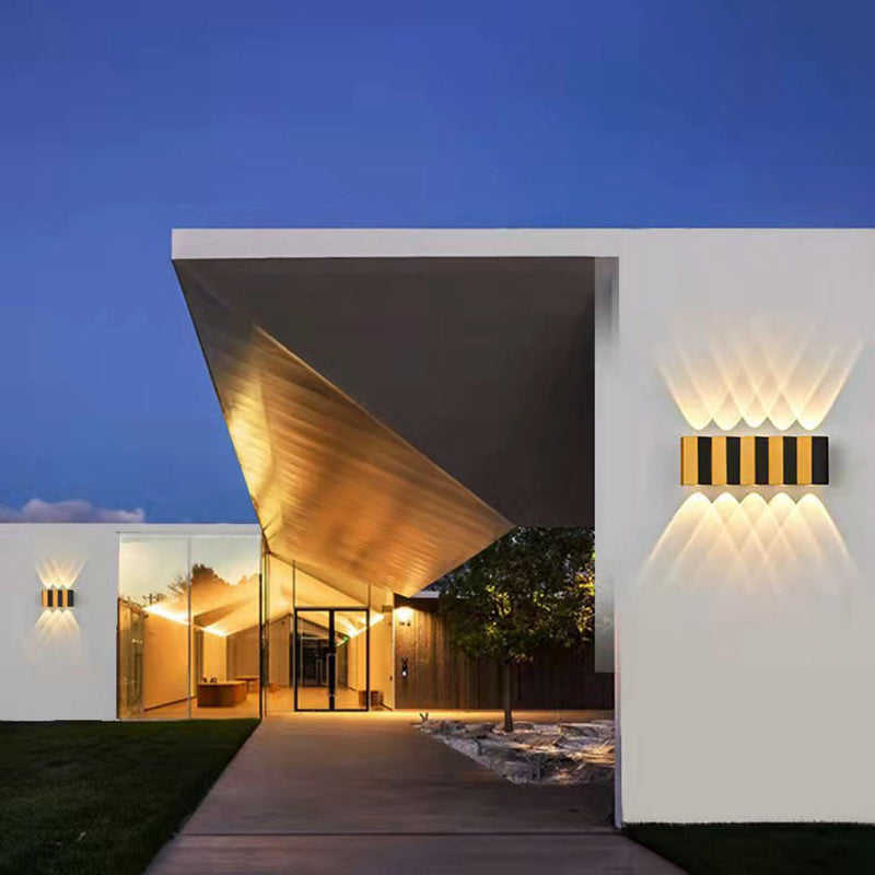 Moderne Einfachheit Wasserdichte Aluminium Rechteckige Gebogene Auf- und Abwärts LED Wandlampe Für Outdoor Patio | Brehn