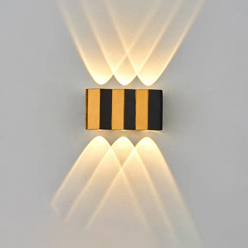 Moderne Einfachheit Wasserdichte Aluminium Rechteckige Gebogene Auf- und Abwärts LED Wandlampe Für Outdoor Patio | Brehn