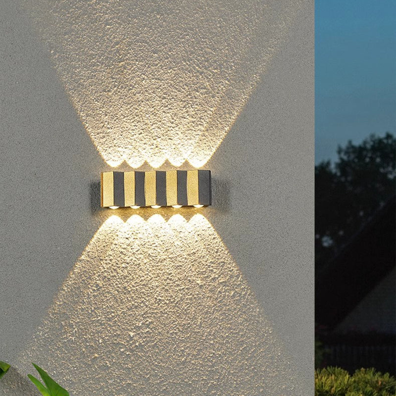 Moderne Einfachheit Wasserdichte Aluminium Rechteckige Gebogene Auf- und Abwärts LED Wandlampe Für Outdoor Patio | Brehn