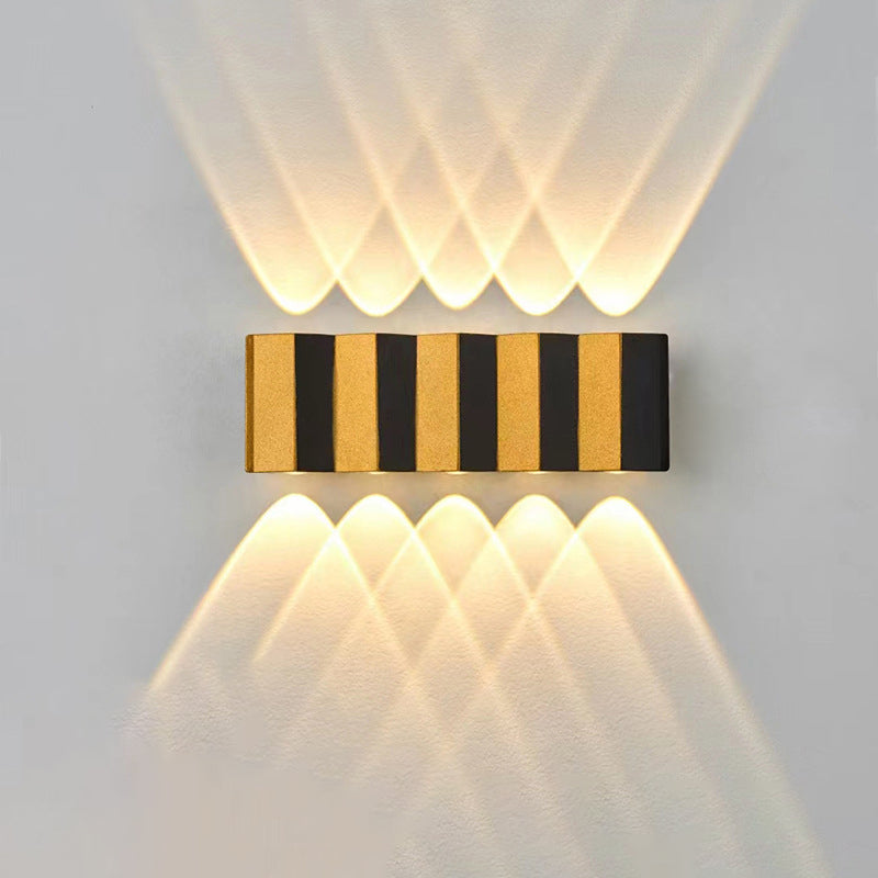 Moderne Einfachheit Wasserdichte Aluminium Rechteckige Gebogene Auf- und Abwärts LED Wandlampe Für Outdoor Patio | Brehn