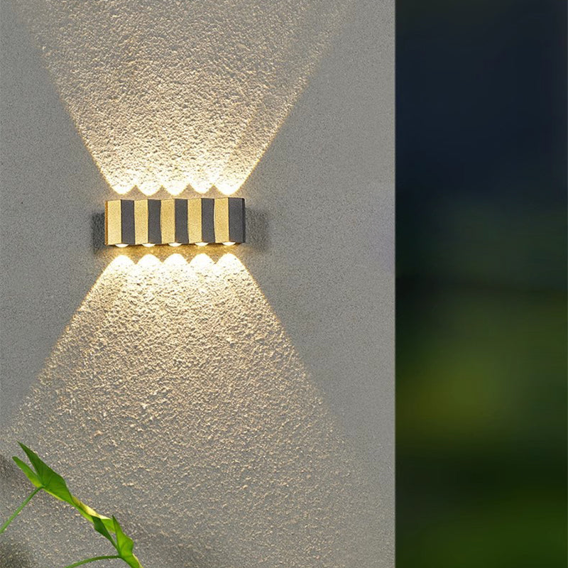 Moderne Einfachheit Wasserdichte Aluminium Rechteckige Gebogene Auf- und Abwärts LED Wandlampe Für Outdoor Patio | Brehn