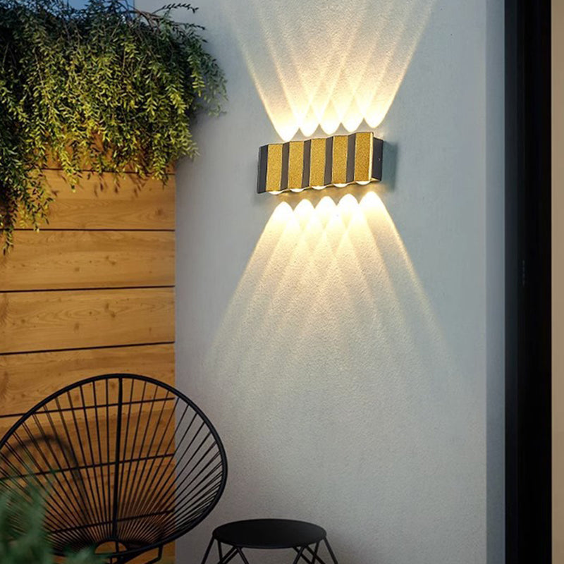 Moderne Einfachheit Wasserdichte Aluminium Rechteckige Gebogene Auf- und Abwärts LED Wandlampe Für Outdoor Patio | Brehn