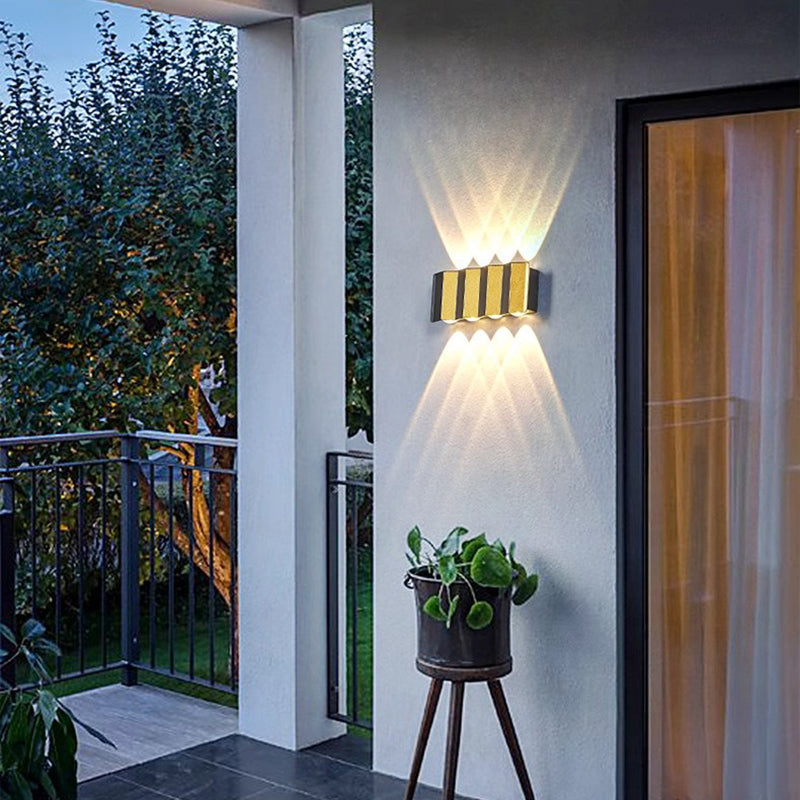 Moderne Einfachheit Wasserdichte Aluminium Rechteckige Gebogene Auf- und Abwärts LED Wandlampe Für Outdoor Patio | Brehn