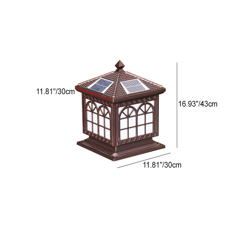 Traditionelle chinesische Solar wasserdichte Aluminium Acrylglas Zylindermaske LED Landschaftsbeleuchtung Außenlicht für den Garten | Brehn