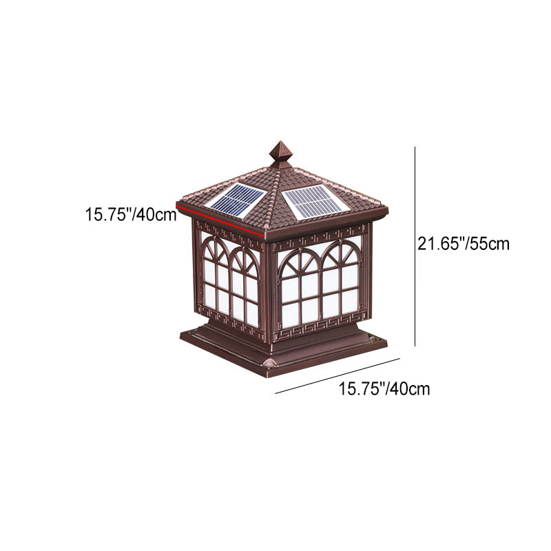 Traditionelle chinesische Solar wasserdichte Aluminium Acrylglas Zylindermaske LED Landschaftsbeleuchtung Außenlicht für den Garten | Brehn