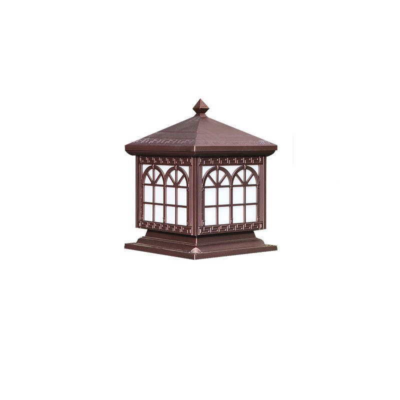 Traditionelle chinesische Solar wasserdichte Aluminium Acrylglas Zylindermaske LED Landschaftsbeleuchtung Außenlicht für den Garten | Brehn