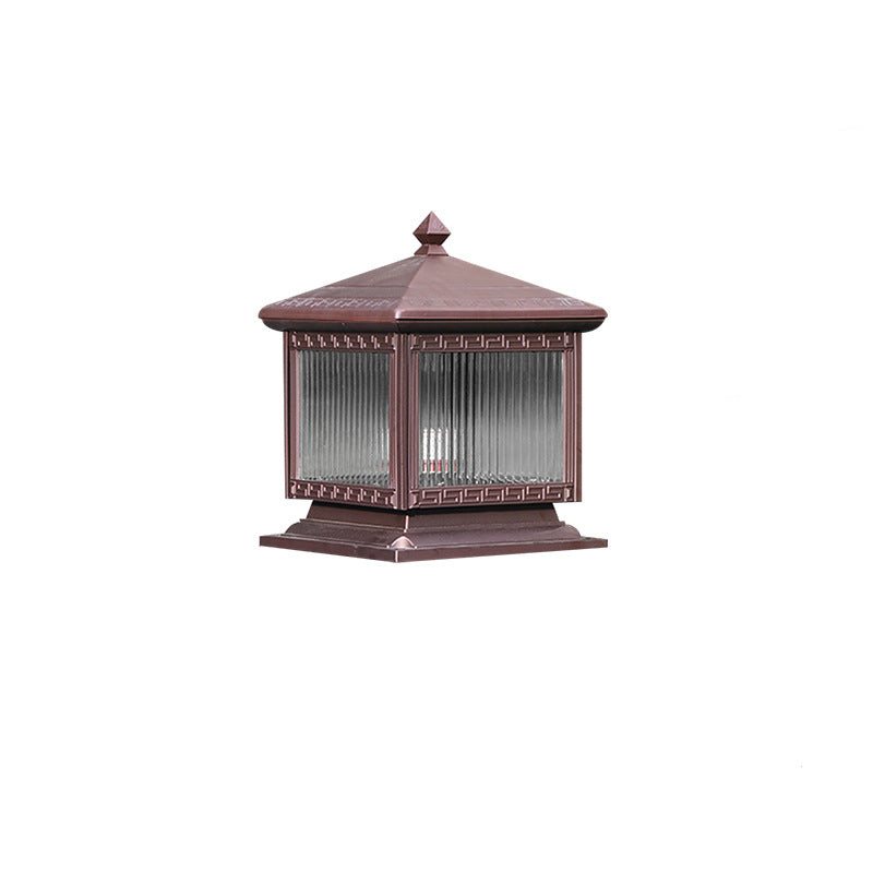 Traditionelle chinesische Solar wasserdichte Aluminium Acrylglas Zylindermaske LED Landschaftsbeleuchtung Außenlicht für den Garten | Brehn