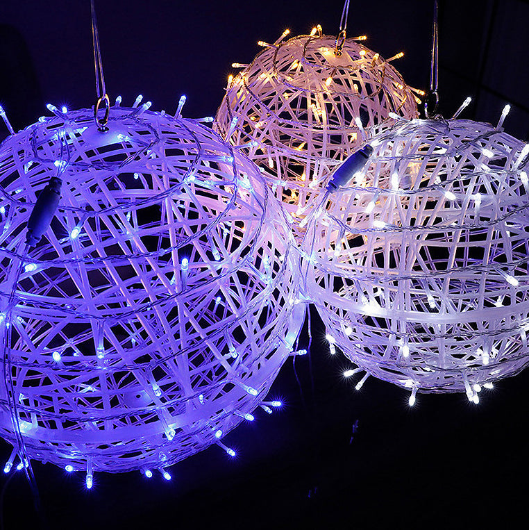 Moderne Art Deco Solar Wasserdicht Weben Ball Hängend PVC Kunststoff LED Außenlicht Landschaft Beleuchtung Für Garten | Brehn