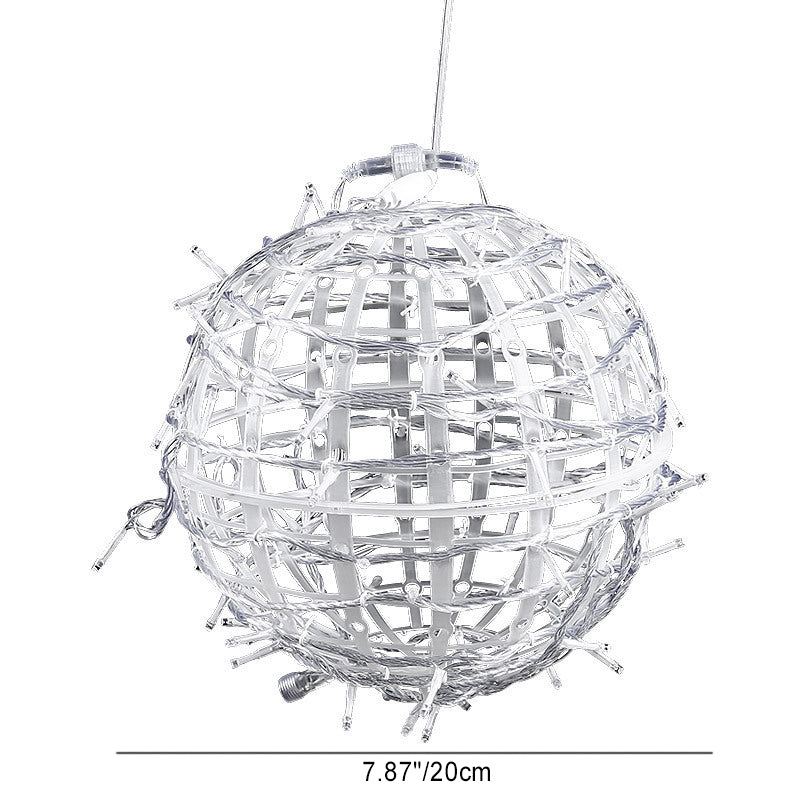 Moderne Art Deco Solar Wasserdicht Weben Ball Hängend PVC Kunststoff LED Außenlicht Landschaft Beleuchtung Für Garten | Brehn