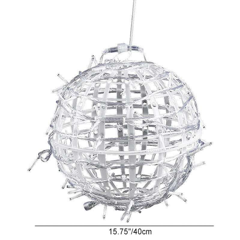 Moderne Art Deco Solar Wasserdicht Weben Ball Hängend PVC Kunststoff LED Außenlicht Landschaft Beleuchtung Für Garten | Brehn