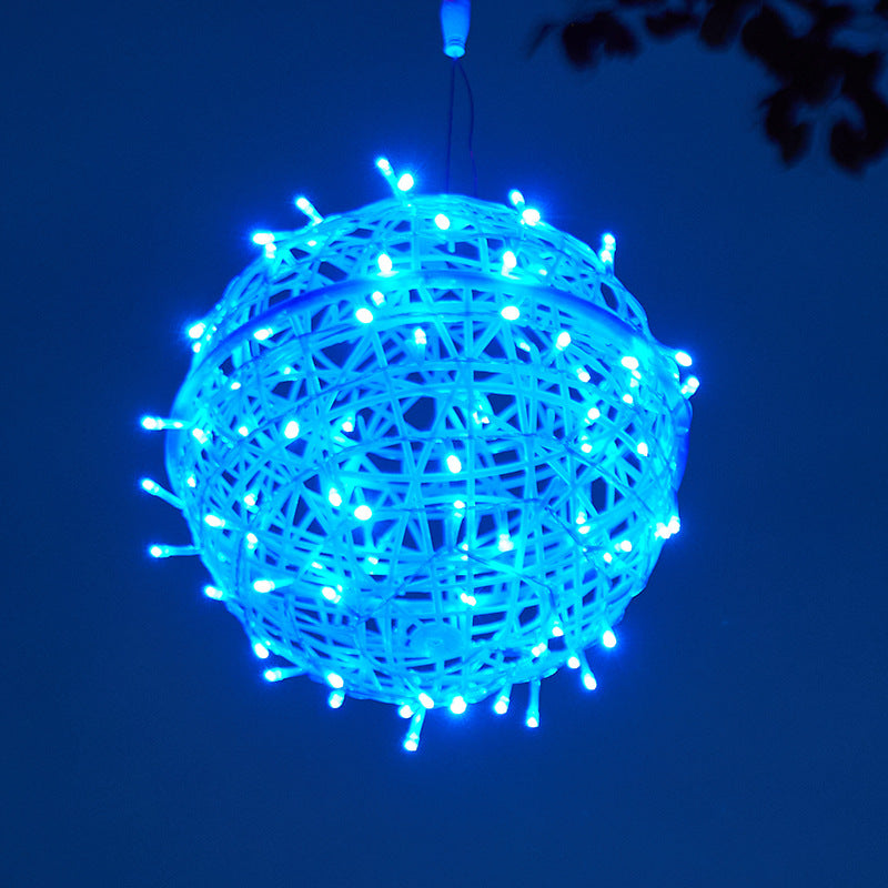 Moderne Art Deco Solar Wasserdicht Weben Ball Hängend PVC Kunststoff LED Außenlicht Landschaft Beleuchtung Für Garten | Brehn