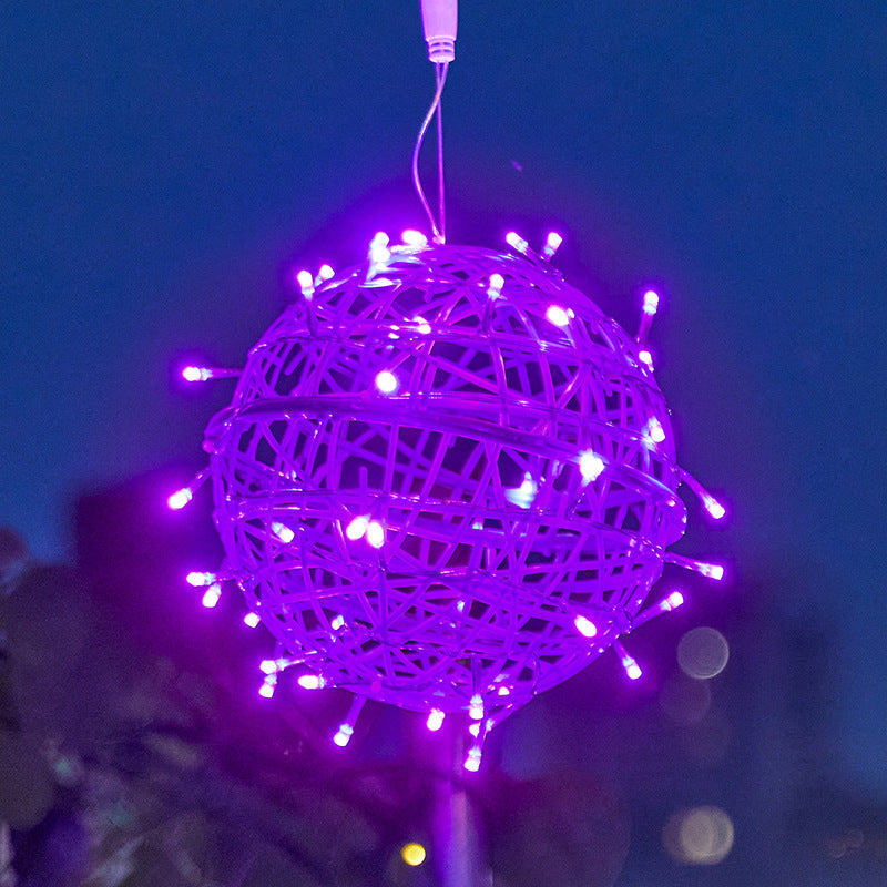 Moderne Art Deco Solar Wasserdicht Weben Ball Hängend PVC Kunststoff LED Außenlicht Landschaft Beleuchtung Für Garten | Brehn