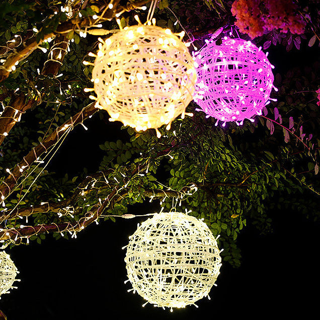 Moderne Art Deco Solar Wasserdicht Weben Ball Hängend PVC Kunststoff LED Außenlicht Landschaft Beleuchtung Für Garten | Brehn