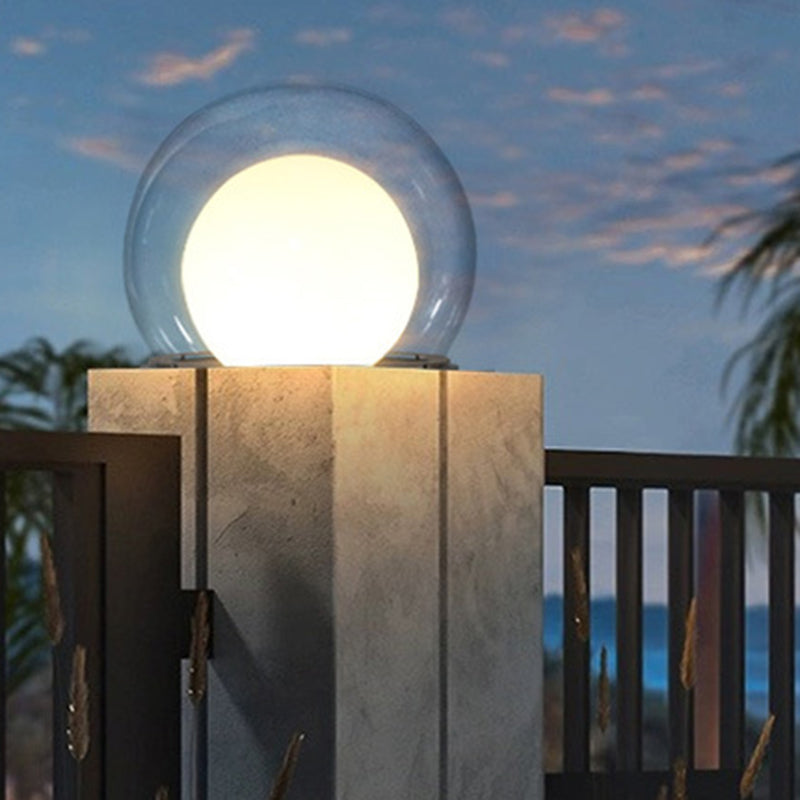 Moderne Schlichtheit Solar Wasserdicht Edelstahl PE PMMA Ball Mond 1-Licht Außenleuchte für Garten | Brehn