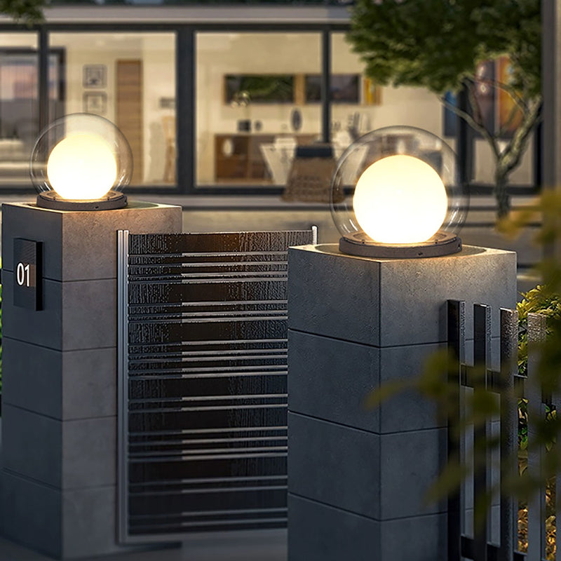 Moderne Schlichtheit Solar Wasserdicht Edelstahl PE PMMA Ball Mond 1-Licht Außenleuchte für Garten | Brehn