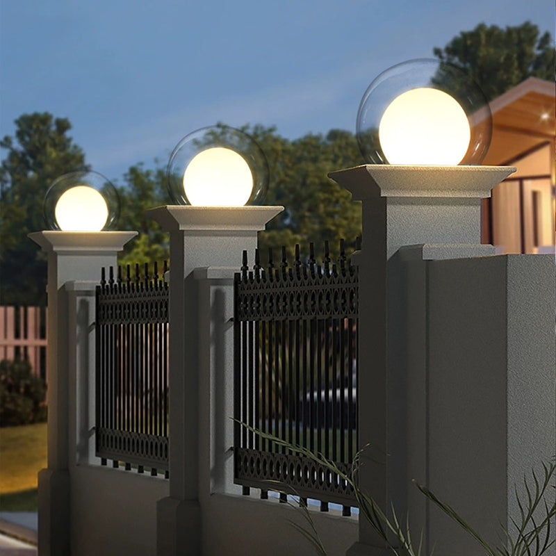 Moderne Schlichtheit Solar Wasserdicht Edelstahl PE PMMA Ball Mond 1-Licht Außenleuchte für Garten | Brehn