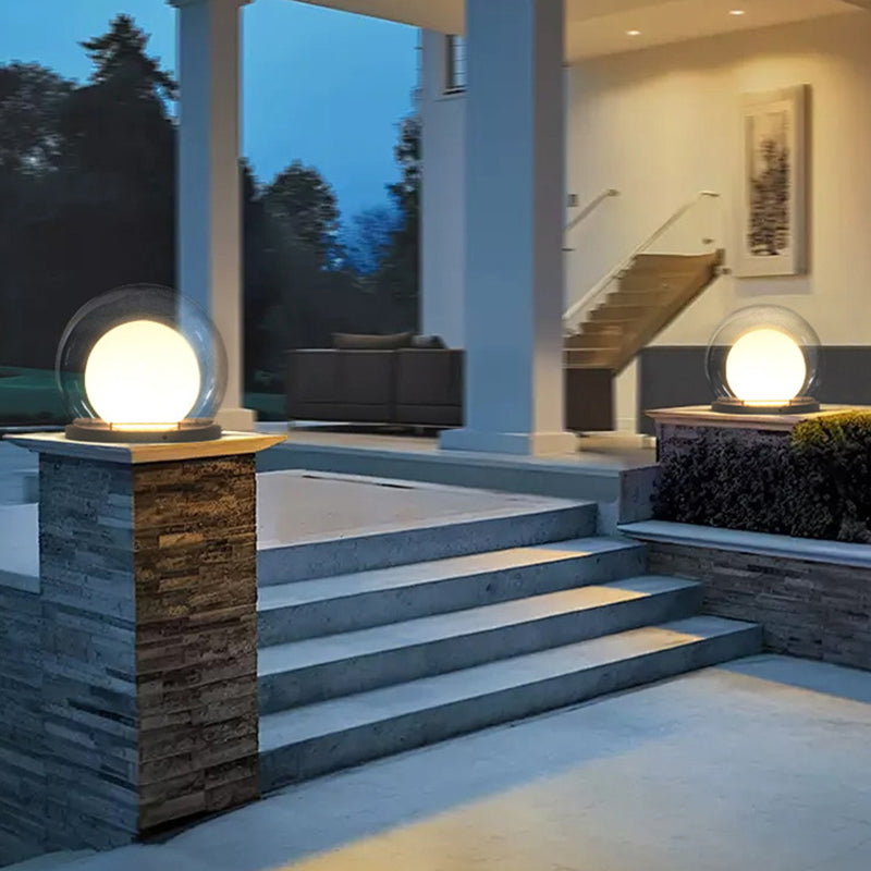Moderne Schlichtheit Solar Wasserdicht Edelstahl PE PMMA Ball Mond 1-Licht Außenleuchte für Garten | Brehn