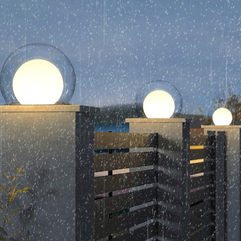 Moderne Schlichtheit Solar Wasserdicht Edelstahl PE PMMA Ball Mond 1-Licht Außenleuchte für Garten | Brehn