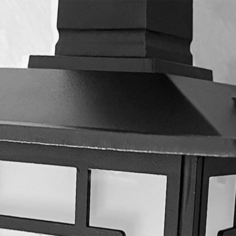 Traditionelle chinesische wasserdichte Eisen-Aluminium-Glas-Zylinder-Pergola 1-Licht Semi-Flush-Mount-Deckenleuchte Außenleuchte für Außenpatio | Brehn