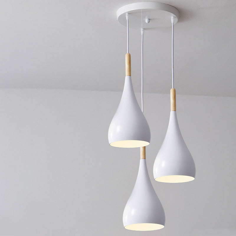 Nordische Pendelleuchte in Kürbisform aus Eisen, Holz und Aluminium, einflammig, für Esszimmer