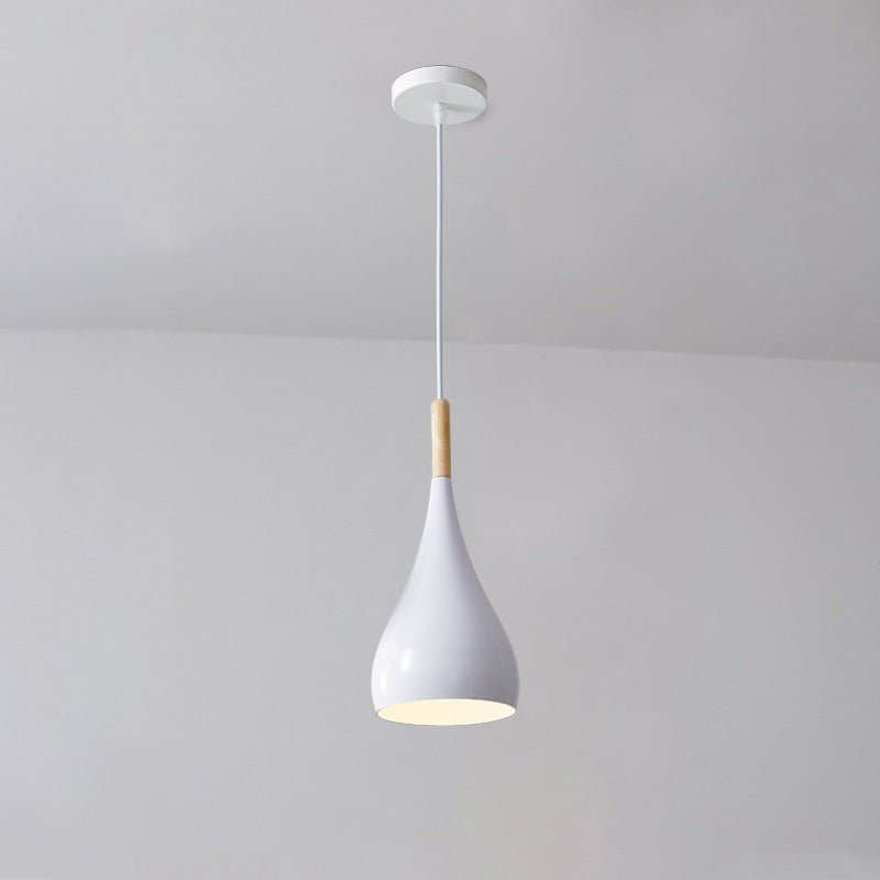 Nordische Pendelleuchte in Kürbisform aus Eisen, Holz und Aluminium, einflammig, für Esszimmer