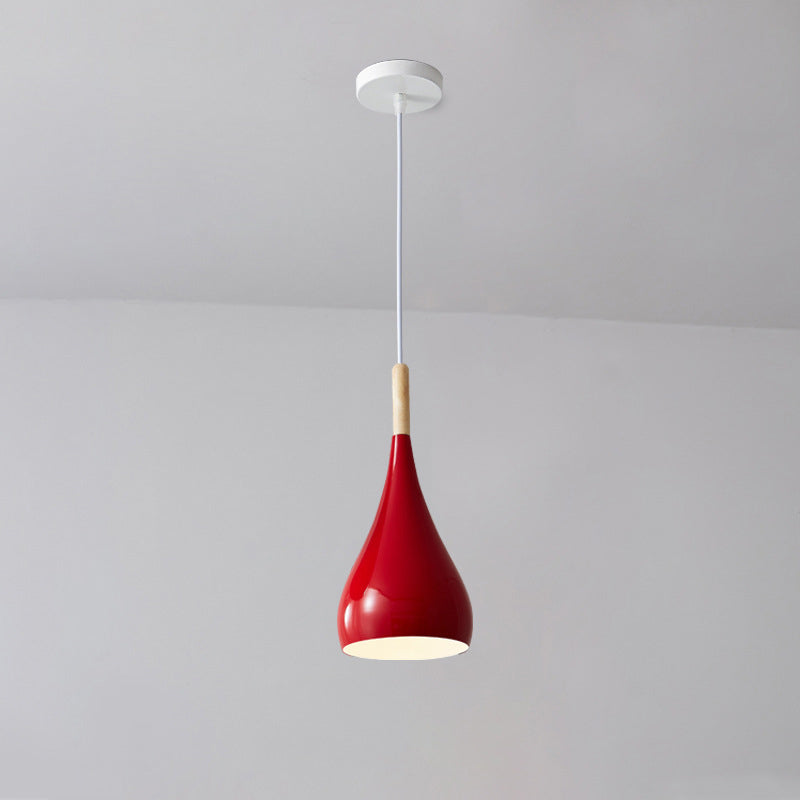 Nordische Pendelleuchte in Kürbisform aus Eisen, Holz und Aluminium, einflammig, für Esszimmer