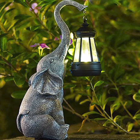 Zeitgenössische kreative Solar wasserdichte Harz Elefant LED Außenleuchte Landschaftsbeleuchtung für Garten | Brehn