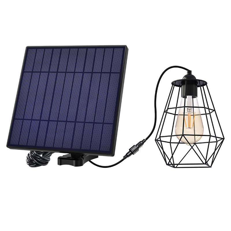 Zeitgenössische industrielle Solar-wasserfeste octagonale Diamantlaterne aus mildem Stahldraht Kunststoff LED Außenpendelleuchte für den Garten | Brehn