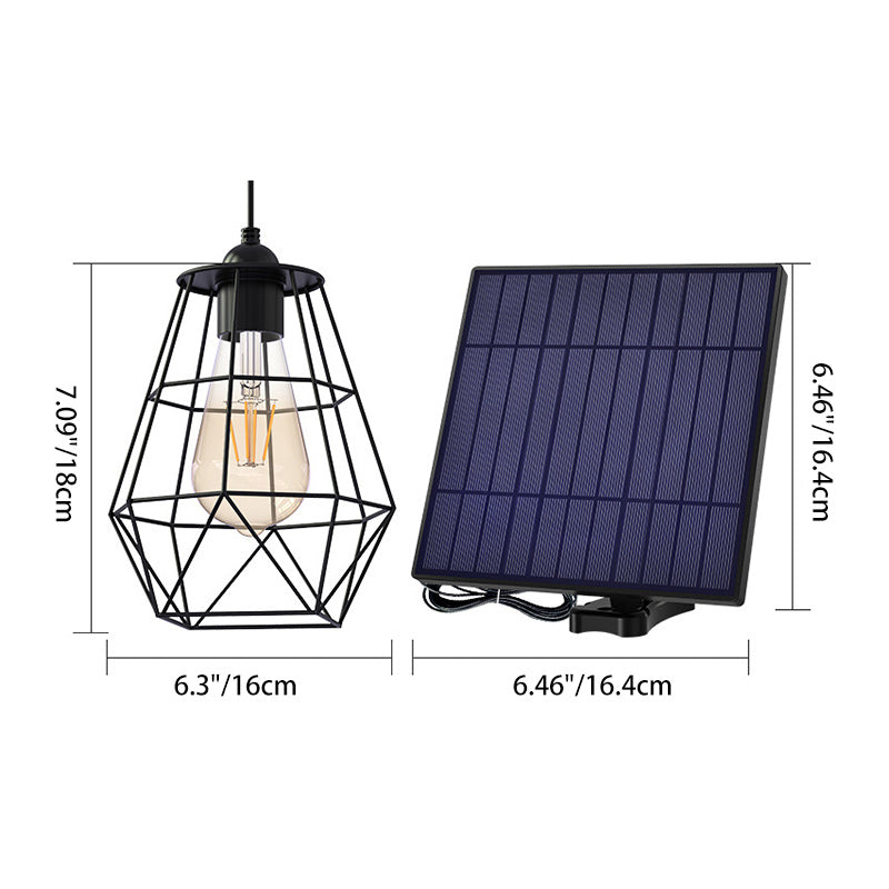 Zeitgenössische industrielle Solar-wasserfeste octagonale Diamantlaterne aus mildem Stahldraht Kunststoff LED Außenpendelleuchte für den Garten | Brehn