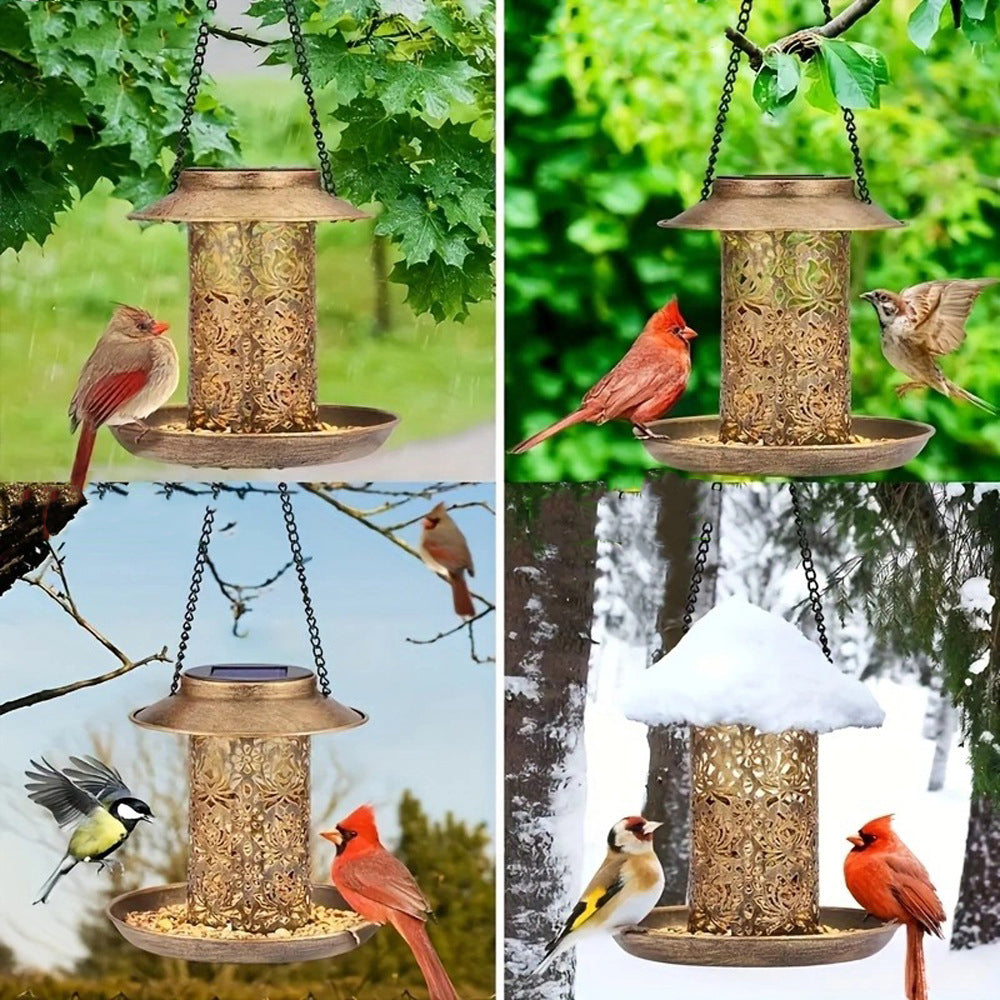Zeitgenössischer Retro Solar wasserdichter Eisen vogelhaus hängend hohl laterne LED Außenbeleuchtung landschaftsbeleuchtung für Garten | Brehn