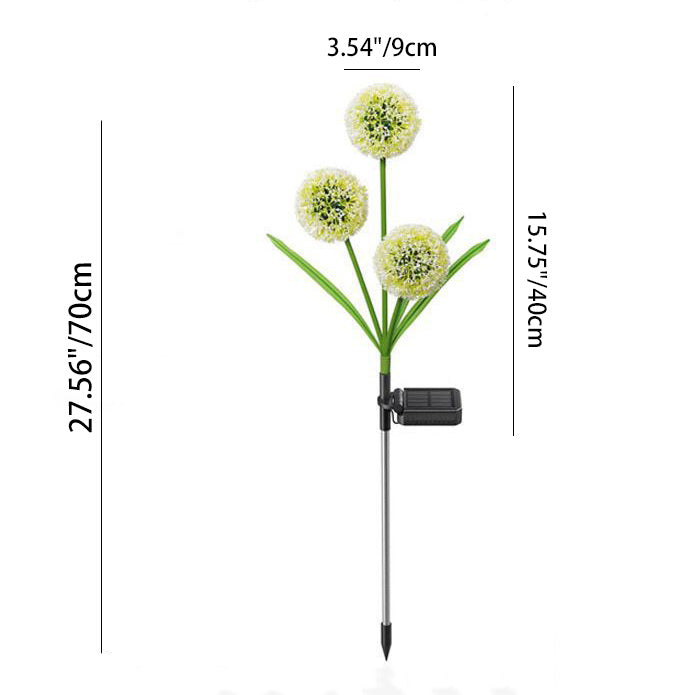 Moderne Art Deco Solar wasserdicht Edelstahl ABS Kupferdraht Löwenzahn Pflanzenball Erdstecker LED Außenlicht Landschaftsbeleuchtung für Garten | Brehn
