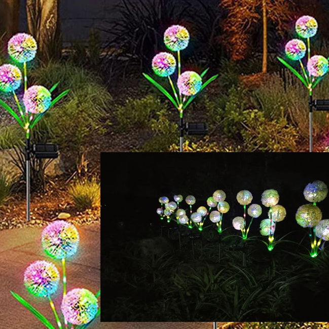 Moderne Art Deco Solar wasserdicht Edelstahl ABS Kupferdraht Löwenzahn Pflanzenball Erdstecker LED Außenlicht Landschaftsbeleuchtung für Garten | Brehn
