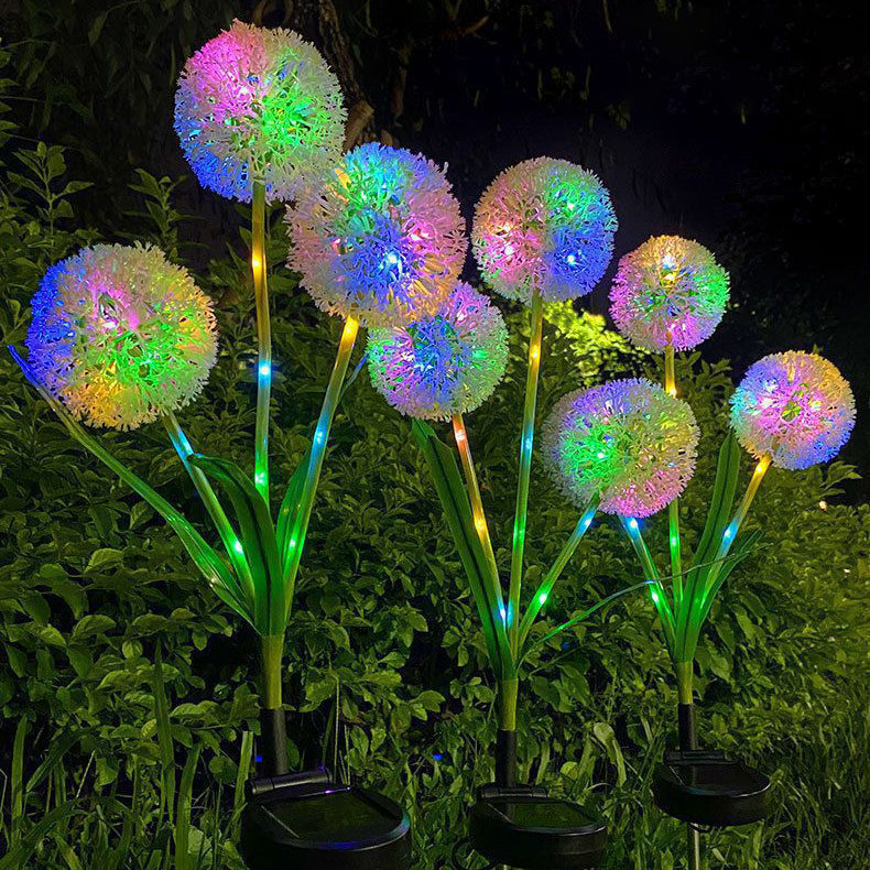 Solarbetriebene, wasserdichte LED-Außenleuchte mit Löwenzahn-Motiv, Edelstahl, ABS-Kupferdraht und Erdungsstecker für Garten