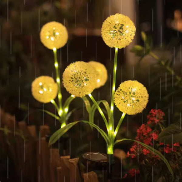 Solarbetriebene, wasserdichte LED-Außenleuchte mit Löwenzahn-Motiv, Edelstahl, ABS-Kupferdraht und Erdungsstecker für Garten