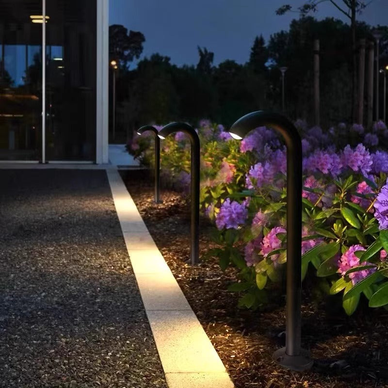 Zeitgenössische industrielle wasserdichte Aluminiumverstärkte Glas gebogene Röhren LED Außenleuchte Landschaftsbeleuchtung für Garten | Brehn