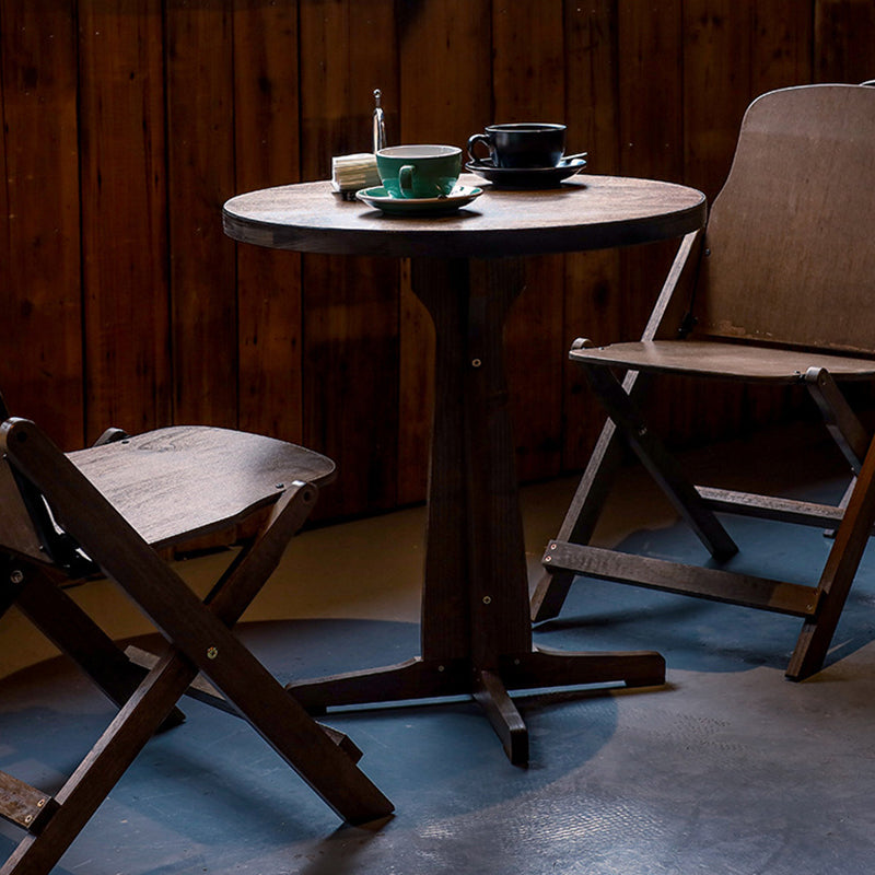 Modernes Retro-Couchtisch- und Stuhlset aus Massivholz, Sperrholz und Eisen, rund und quadratisch, für Balkon und Wohnzimmer