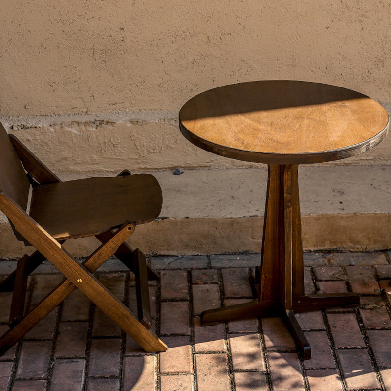 Modernes Retro-Couchtisch- und Stuhlset aus Massivholz, Sperrholz und Eisen, rund und quadratisch, für Balkon und Wohnzimmer