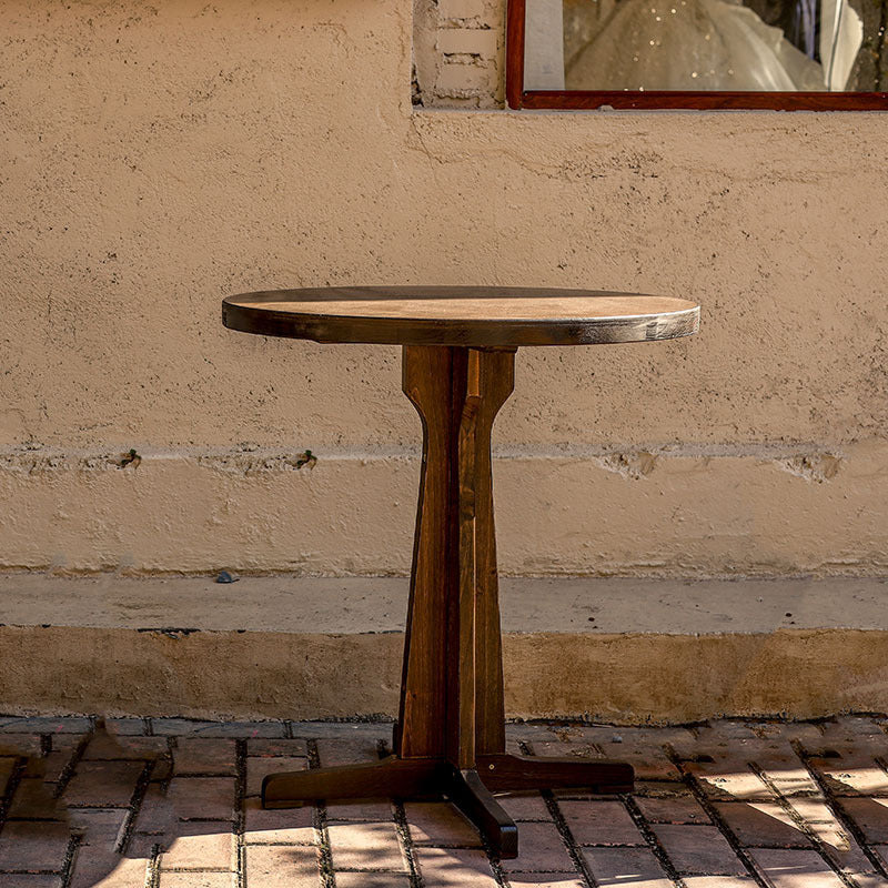 Modernes Retro-Couchtisch- und Stuhlset aus Massivholz, Sperrholz und Eisen, rund und quadratisch, für Balkon und Wohnzimmer