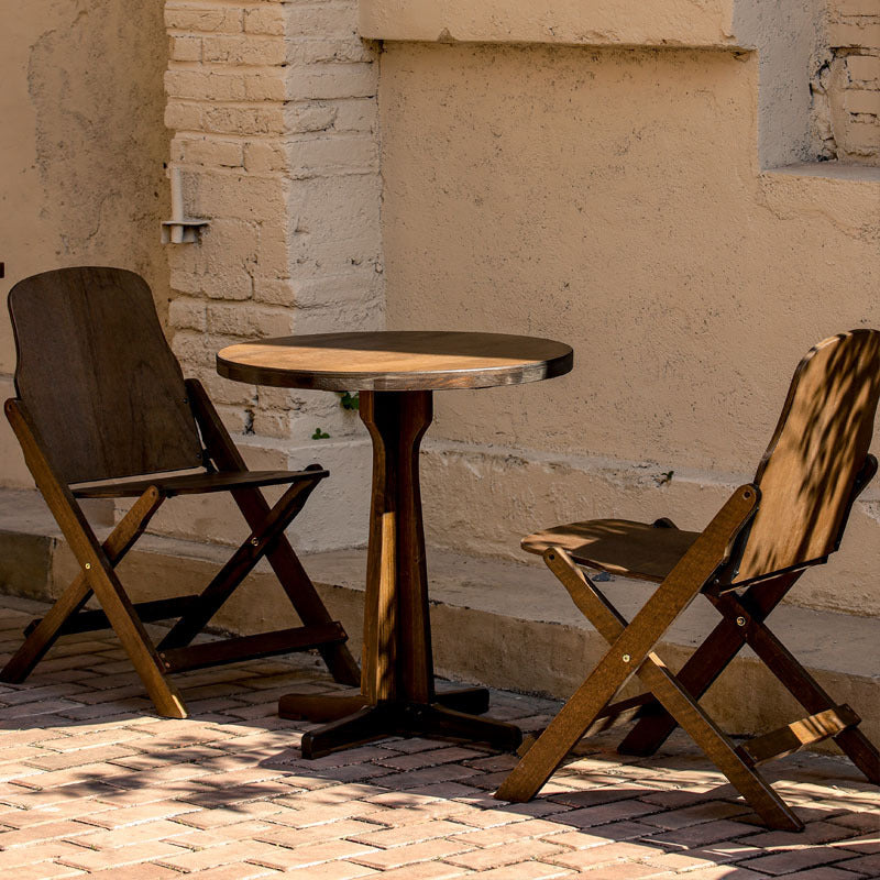 Modernes Retro-Couchtisch- und Stuhlset aus Massivholz, Sperrholz und Eisen, rund und quadratisch, für Balkon und Wohnzimmer
