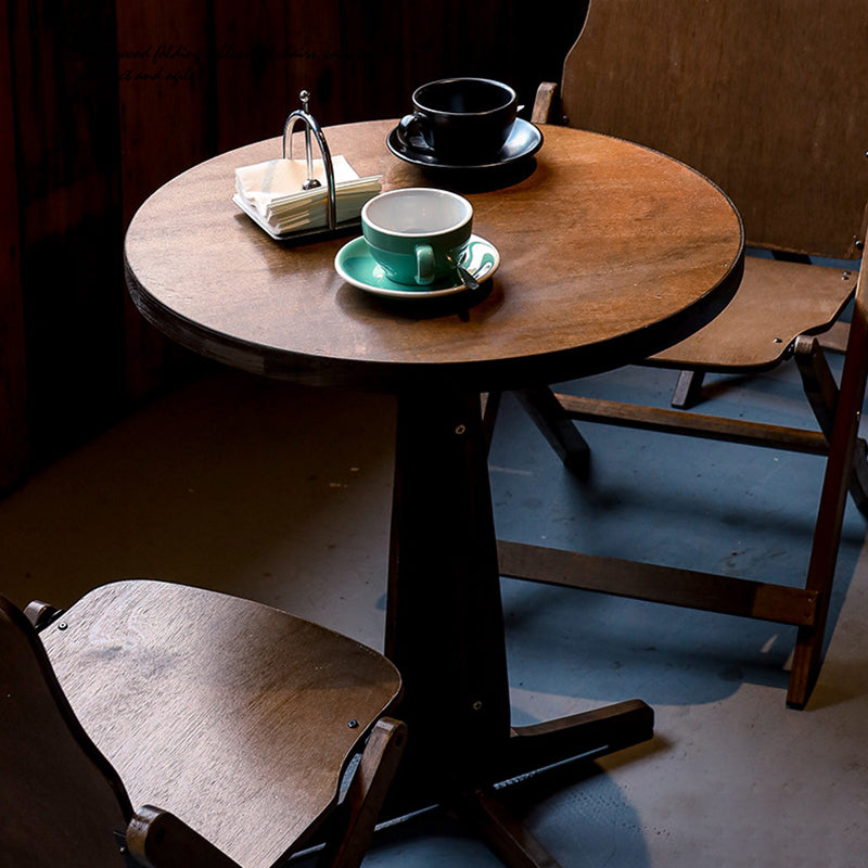 Modernes Retro-Couchtisch- und Stuhlset aus Massivholz, Sperrholz und Eisen, rund und quadratisch, für Balkon und Wohnzimmer