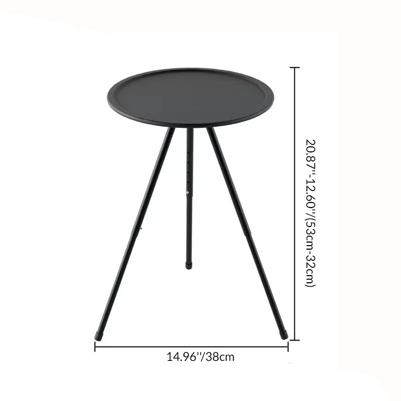 Moderner Minimalistischer Runder Acryl-Nitril-Butadien-Styrol Kunststoff Kohlenstoffstahl Höhe Verstellbarer Faltbarer Beistelltisch 1-Tier Für Außenterrasse | Brehn